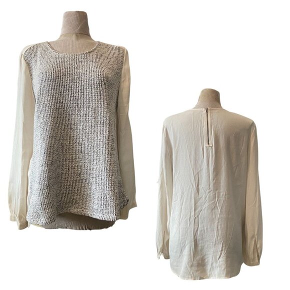 Ann Taylor Loft knit front silky back blouse sz Large - Picture 1 of 7